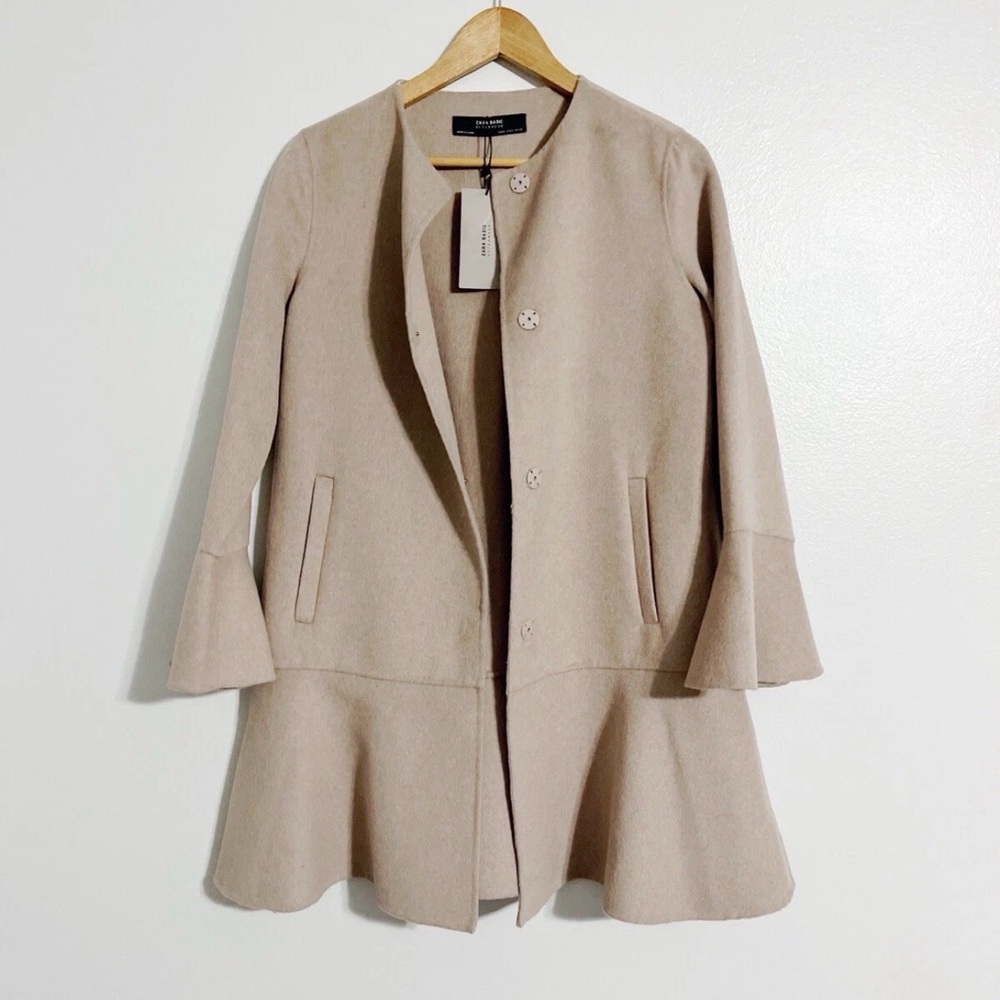 Zara Wool Blend Beige Bell Sleeve Coat | Rare EU Exclusive | NWOT